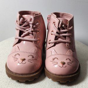 Wonder Nation Toddler Girl Kitty Critter Pink Combat Boots Size 3